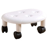Round Low Rolling Stools Fuax Leather Universal Wheel Small Roller Swivel Stool High Weight Capacity V1294-YM0901-3116230016313
