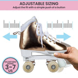 Circle Society Adjustable Quad Kids Roller Skates - Metallic Rose Gold Rhythm Skates BS-171362