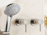 Cefito 4.5" Handheld Shower Head Round with Wall Twin Swivel Bathroom Tap Silver SHOWER-A4-RO-SI-TAP-RO