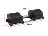 Powertrain Eon Dial Up 72KG Adjustable Dumbbells Pair with Stand - Black DMB-B10-036-2-STD