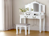 Artiss Dressing Table Stool Set Foldable Mirror White DRESS-C-3MIR-4D-WH
