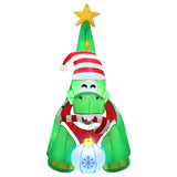 Jingle Jollys Christmas Inflatable Dinosaur 1.86M Height LED Decorations Illuminated XMAS-INF-DINO-GR-6FT