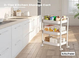 Kitchee 3-Tier Kitchen Storage Cart Trolley with Wheels - Shelf Organiser WHITE V238-SUPDZ-41307715731536