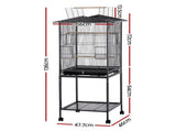 i.Pet 136cm Bird Cage Aviary Open Top Parrot Budgie Stand Wheels Black PET-BIRDCAGE-H136-BK