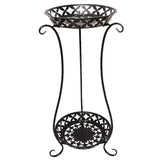 Wrought Iron Plant Pot Shelf with Vase Shape Design, Black, 800mm Height, Indoor and Outdoor Garden V1370-AZ4-11605