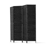 Artiss 4 Panel Room Divider Screen 163x170cm Woven Black RD-C-8001-4P-BK