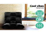 Artiss 2X Lounge Sofa Bed Flannel Fabric Black FLOOR-SBL-M193-S-BKX2