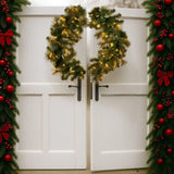 Christabelle 1.22m Split 2pc Christmas Wreath with LED Lights Pine Dual Front Doors Decoration 112_SENGG122S