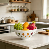 Fruit Bowl, Decorative Fruit Basket with Holes, Hollow Out Bread Serving Bowl, Centerpiece for V1369-AZ3-W-09822