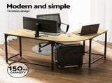 Artiss Computer Desk L-Shape CPU Stand Oak 147CM MET-DESK-L-003-OAK
