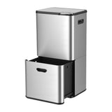 Cefito 63L Rubbish Bin 3 Compartment Stainless Steel Split Door Trash Can Silver RB-63L-3C-SI