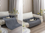 Plush Bolster Pet Bed Mat with Anti-Slip Base and Extended Drop Edge for Sofa and Floor Lounging V1341-ZY-5HCS3Q9B-DARKGREY-90120CM
