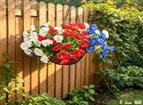 Artificial Petunia Hanging Flower Arrangement Red White Blue Flowers Outdoor - Multi-color - Size 9 V1347-112-04031-MLT-9