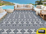 Gardeon Outdoor Rugs 274x366cm Large Carpet Reversible Area Mat PP Dual-Sided Patio Rug Bohemian OR-9X12FT-ARGYLE-GY