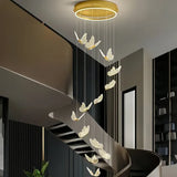 BAMDECOR LT05 13 Nordic Butterfly Luxury Chandeliers Pendant Lights for Villa Stair Home Decoration V255-BAM-LT05-13H-GOLD