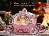 Pink Princess Carriage Music Box Figurine, Snow Globe, Pumpkin Style Multi-Song, Light-Up V1232-MCYYH-001