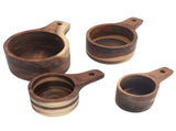 4PCS Cups Set Clear Scale Comfortable Handle Rounded Edges Stackable Handcrafted Wood V1294-YM0901-3118240098011