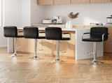 Artiss 4x Bar Stools Leather Gas Lift w/Armrest Black BA-K-1055A-BKX4