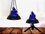 LED Halloween Jack-o'-Lantern Flame Effect Lamp with Dancing Silk Fabric Flame, Rechargeable V1341-ZY-HDWH5XQB-BLACK-BLUEFLAME