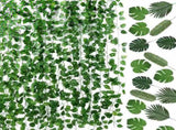 70pcs Simulated Palm Leaves Decorative Practical 10 Kinds Fake Faux Jungle Leaf Set for Home V1294-YM0512-3115220123111