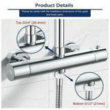 Thermostatic Column, Brass Shower Faucet High G3 4, Low G1 2, 26.4 mm, 21 mm, 150 mm V1237-ZY-715-055