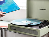 Crosley Voyager Bluetooth Portable Turntable - Sage Gadhouse Vinyl Rack Bundle - Black V398-CR8017BVR-SA4