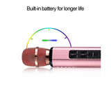 K6 Handheld Wireless Bluetooth-compatible Condenser Microphone Karaoke Speech Mic Speaker Golden V1263-JX-1078