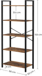 VASAGLE 5-Tier Storage Rack Bookshelf with Steel Frame Rustic Brown and Black V227-9101101007990