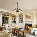 Crystal Chandelier Industrial Farmhouse, Black V178-34591