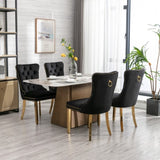 AADEN 2x Velvet Dining Chairs with Golden Metal Legs-Black V226-SW1501BK