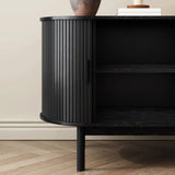 Mid-Century Black Ribbed Sideboard Cabinet V264-TAB-725C-BLK-NA-1