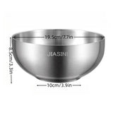 Stainless Steel Noodle Bowls Double-Layered Bowls Heat Insulation Bowls 5-Piece - Silver - Size Pack V1106-122-93147-SLR-PACKOF5PIECES