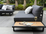 Modern Outdoor 7 Piece Lounge Set with Slatted Polywood Design Tables V264-OTF-535A-BLK-7PC