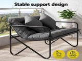 Gardeon Garden Bench 2 Seater Outdoor Bench Metal with Cushion 118cm Black GB-TEX-CUSHION-BK
