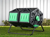 Gardeon Compost Bin Dual-Chamber 130L Composter Tumbler Rotating Garden Recycle Food Waste CBIN-DUAL-GNBK