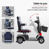 EQUIPMED Mobility Scooter, S-XXL comfortable size for all riders, 30km Max Range, 180kg capacity, V219-HELMBUEQ5GYA