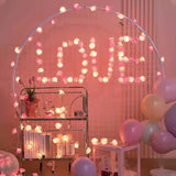 50 Pink n White Rose 3D Fairy Lights 5M LONG String, Battery Indoor & Outdoor Decorations V382-PINKWHITEROSEBATT50