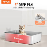 Cat Litter Box, 152 mm Deep, XL Extra Large Stainless Steel Cat Litter Box with Scoop, Wide V952-KFSMSPCBXGXL7835FV0