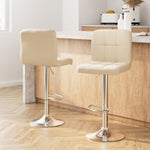 Artiss 2x Bar Stools Leather Gas Lift Beige BA-TW-NEW1055-BGX2