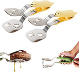 2 PCS Stainless Steel Grill Clamp, Upgrade Cooking Spatula Tongs with Non-Slip Grip, Heavy Duty V1258-DP02-F-46