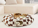 Cat Tunnel Bed with Washable Cushion for Indoor Cat, Donut Cave Tube Toys for Kitten Puppy Rabbit V1107-135-54823-BRN1