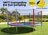 Everfit 14FT Kids Trampoline Rebounder with Enclosure Net Storage Bag TRAMPO-C-14FT-MC-ABC