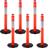 6Pack Traffic Delineator Posts 44 Inch Height, PE Delineator Cones Post Kit 10 inch Reflective Band, V952-JSZ6PTXJSZZH00001V0