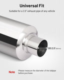 Exhaust Muffler, Stainless Steel Exhaust Tip, Universal 14.6" Length V1258-DP02-WO-260
