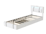 Levede Single Bed Frame Leather Headboard RGB 2 Drawers BF1069-S