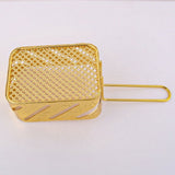 2Pcs Metal Fry Basket with Handle Golden Color Strainer for French Fries V1369-AZ3-W-09041