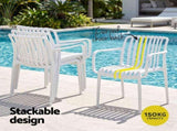 Gardeon 4PC Outdoor Dining Chairs Patio Furniture PP Stackable Chair Garden White ODF-CHAIR-PP-STR-WH-4X