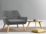 Artiss Armchair Linen Fabric Grey Charcoal UPHO-B-ARM04-GY