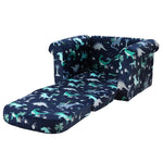 Keezi Kids Sofa 2 Seater Children Flip Open Couch Lounger Armchair Dinosaur Navy KID-SOFA-SINGLE-NY