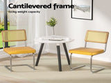 Artiss Dining Chairs Set of 4 Velvet Rattan Cantilever Yellow DINING-B-C01-VEL-YEX4